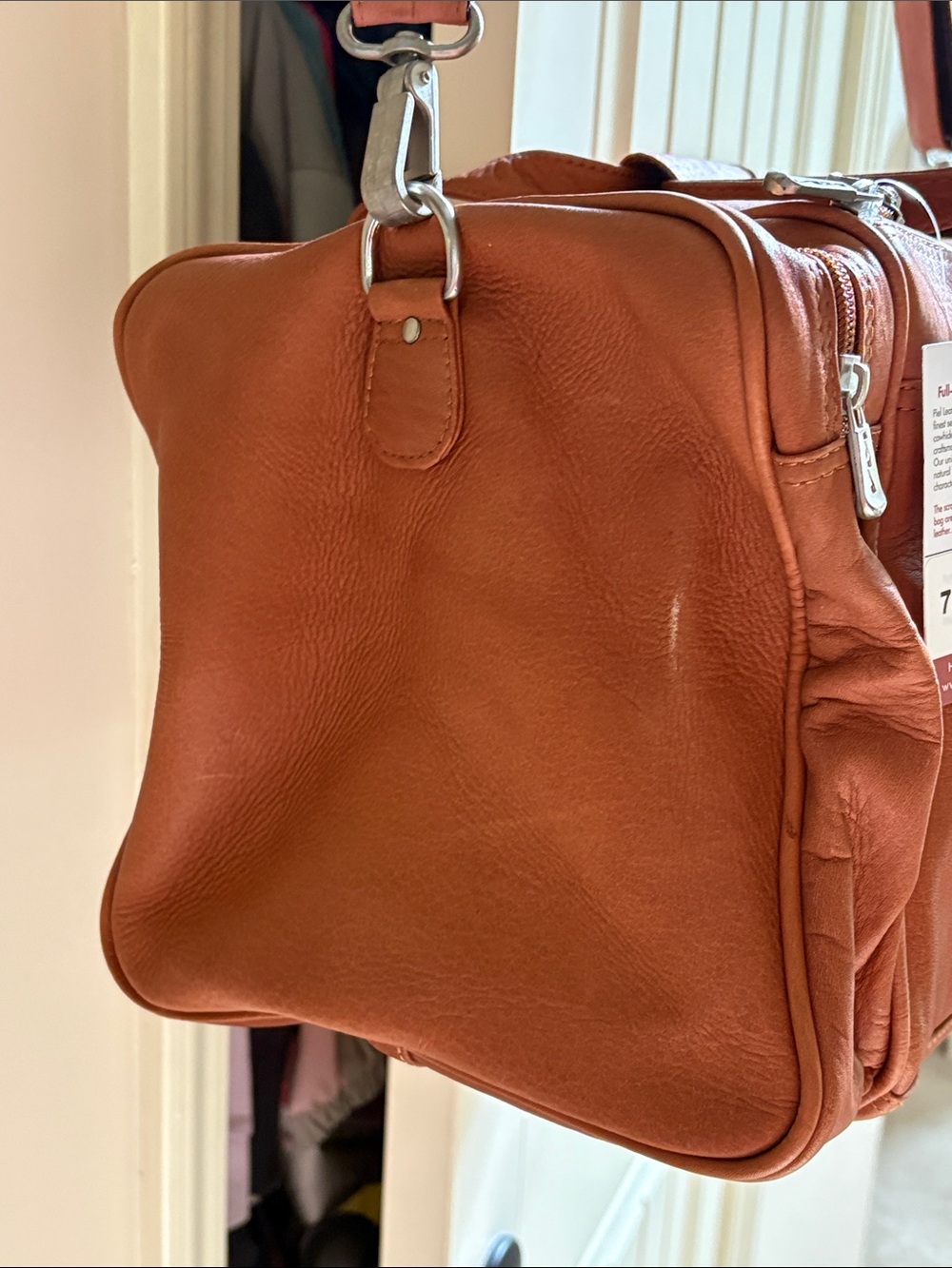 Tan Leather Duffle Bag - Travel Weekender - Picture 4 of 14